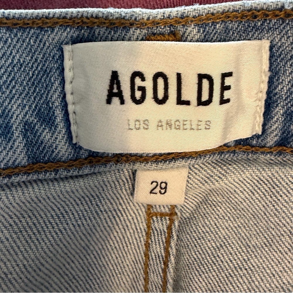 Agolde Riley Crop Button Fly High Rise Raw Hem 29 - Picture 4 of 6